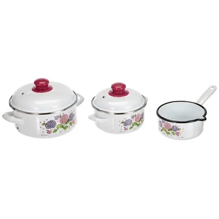 GSW Hortensie Topf-Set 5-tlg. 1 x Kochtopf Ø 16 cm + 1 x Kochtopf Ø 20 cm + 1 x Stielkasserolle Ø 16 cm