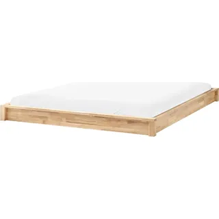 BELIANI Bett Hellbraun Holz 160 x 200 cm ohne Kopfteil mit Lattenrost Niedrig Minimalistisch Bettgestell Holzbett Schlafzimmer - Braun