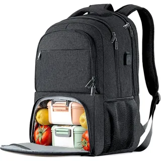 bikrod Rucksack Herren, Lunch-Schulrucksack Jungen , 17.3 Zoll Laptoptasche Teenager mit USB Ladeanschluss, Großer Wasserdichtem Daypack für Arbeit Reisen mit Anti Diebstahl Tasche