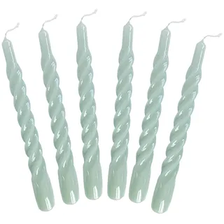 Candles with a Twist®, Stabkerzen gedreht, Hergestellt in Italien, 25 Farben verfügbar, Tafelkerzen lackiert, Spiralkerzen lange Brenndauer 5 Stunden, Kerzen Deko, 6 Stück, 2,2 x 21cm (Resedagrün)