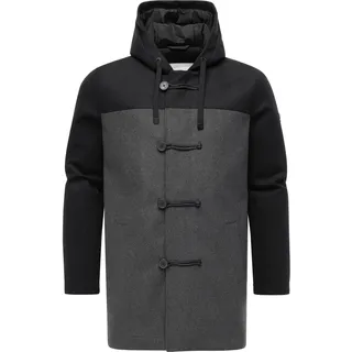 Outdoorjacke RAGWEAR "Dufflecoat Dorvan YOUMODO", Herren, Gr. XXL, grau (dunkelgrau), Obermaterial: 100% Polyester PES.  Obermaterial: Futter: 100% Polyester PES. 100% Polyester PES., gerade Po-bedeckend, hoch geschlossener Ausschnitt, Ärmel ohne Ärmelschlitz abgesteppte Kante, Jacken Outdoorjacke, Funktionaler Herren Fleece-Mantel