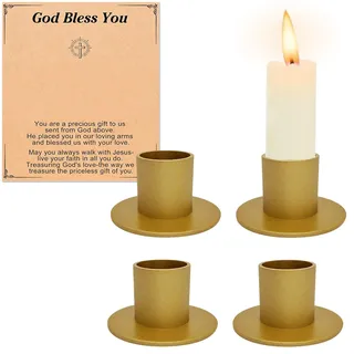 4 Stück Gold Kerzenständer,Retro Candlelight Dinner Kerzenhalter, für Wohn,Esszimmer und Schlafzimmerdekoration Kamindekoration für Geburtstag, Erntedankfest, Weihnachten, Taufe oder