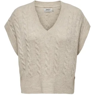 ONLY Damen Pullunder Strickpullunder ONLMELODY XS S M L XL Beige Braun V-Neck, Größe:XL, Farbe:Oatmeal Melange 15249328