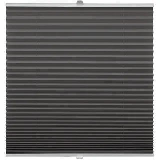 Plissee auf Maß für alle Fenster Montage Glasleiste Blickdicht mit Spannschuh Sonnenschutzrollo Dunkelgrau Breite: 81-90 cm, Höhe: 101-150 cm