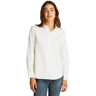 Tommy Jeans Damen Hemd Oxford Regular Fit, Weiß (Ecru), L