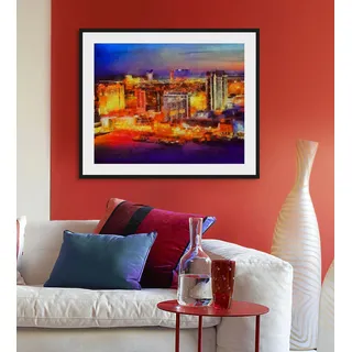 Bild QUEENCE "Svenja", bunt (farbe rahmen: schwarz, farbe bild(er): bunt), B:50cm H:40cm, Acrylglas, Holz, Papier, Bilder, Bild, HD Premium Poster-Druck inkl. Holzrahmen