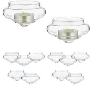 Relaxdays Schwimmwindlicht, 12er Set, Teelichthalter Glas, H x D: 4,5 x 8 cm, Schwimmschalen für Teelichter, transparent