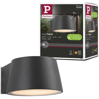 Paulmann LED Außenwandleuchte Capea 2200K 6W 550lm 230V 98° Anthrazit Aluminium Goldlicht Wandlampe Goldllicht
