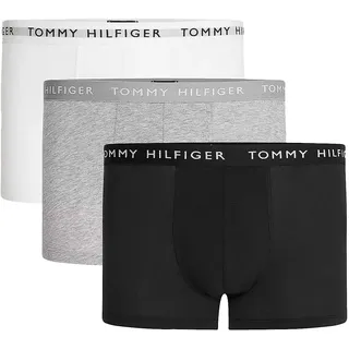 Tommy Hilfiger Herren 3er Pack Boxershorts Trunks Unterwäsche, Mehrfarbig (White/Heather Grey/White/Black), S