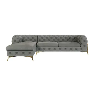 s-style möbel S-STYLE Chesterfield Ecksofa Natalie ¦ grau ¦ Maße (cm): B: 305 H: 75