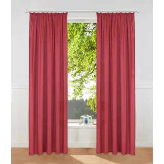 Vorhang OTTO HOME "Raja, Gardinen mit Kräuselband, Vorhänge Wohnzimmer" Gr. 5, rot, B:140cm H:265cm, Polyester, Recyceltes Material, Gardinen, Vorhang, 2er-Set, Bestseller, einfarbig, modern, pflegeleicht, Mikrofaser, Topseller