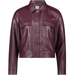 Jackenblazer BETTY & CO "Lederjacke langarm", Damen, Gr. 42, rot (schwarz aubergine), Obermaterial: 50% Polyurethan PU. 50% Polyester PES., Blazer Jackenblazer