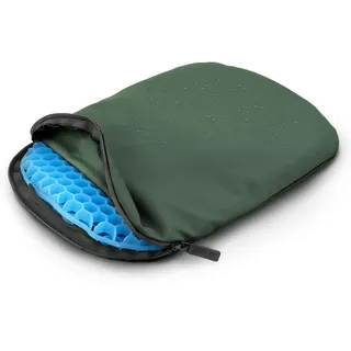 Mosh Kamper Light Outdoor Gel-Sitzkissen mit Karabiner, Wasserdicht, Tragbar, Sitzmatte aus Oxford-Stoff Polyester, für Camping, Wandern, Stadion, Strand, Grün/Schwarz