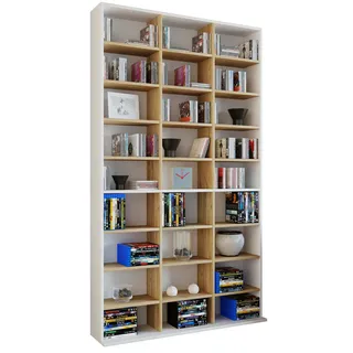 Standregal VCM "Holz CD DVD Standregal Bücherregal Regal Megosa XL", braun (weiß, honig, eiche), B:102cm T:23cm, Regale, Standregal