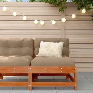 Garten Mittelssofa aus massivem Kiefernholz Wachsbraun für Outdoor Sitzgruppe modulare Lounge Ecke mit Polster Kissen und wetterfester Konstruktion für Terrasse Balkon und Veranda - Braun