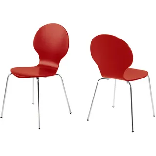 Stapelstuhl >Marcus< in Dunkelrot aus MDF - 49x87x53cm (BxHxT) - Dunkelrot