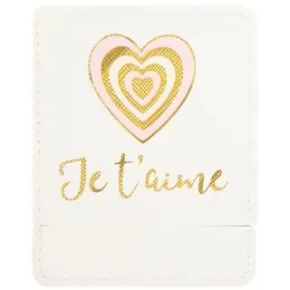 Drager Paris Taschenspiegel, Aufschrift Je T'Aime T'Aime, mit weißem Etui, quadratisch, Make-up-Spiegel zum Mitnehmen, ideal für Zuhause, Reisen, 9 x 7 cm, Geschenk für Liebhaber, Freundschaft,
