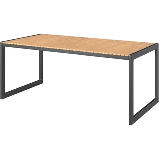 Ambia Garden Gartentisch , Naturfarben, Schwarz , Holz, Metall , Akazie , vollmassiv , rechteckig , 180x90x75 cm , Holzmöbel, Holztische, Gartentische Holz