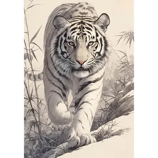 5D Diamond Painting Bilder Groß Weißer Tiger 40x50cm Erwachsene Tiger | Diamant Malerei Aufkleber Gemälde Weißer Tiger Puzzle Malen nach Zahlen Tiere Bilder Sticken Furchtlosigkeit Standhaftigkeit