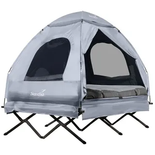 Skandika Zeltliege Haug 2 Personen | Zelt Bett mit Sleeper Technology, erhöhtes Campingbett, aufblasbare Luftmatratze, Outdoor Feldbett | 4in1 Angelzelt, Bettzelt, Feldbettzelt