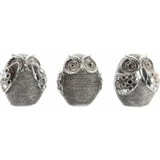 Deko-Figur DKD Home Decor Bunt Silberfarben Eule Verchromt 12 x 11 x 14 cm (3 Stück)