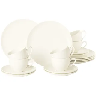 Geschirr-Set SELTMANN WEIDEN "Kaffeeservice Savona Fine Diamond 18er Set creme", beige (creme), 18 tlg., Porzellan, Geschirr-Sets, Geschirr-Set, Spülmaschinenfest, Mikrowellensicher, Ofenfest