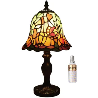 Kinbolas 8 "Tischlampe Tiffany-Stil Buntglas Lampenschirme Vintage Schreibtischlampe Kleine Nachttischlampe Schlafzimmer Wohnzimmer Büro Lesen Antik Art Deco(Color:M-6)