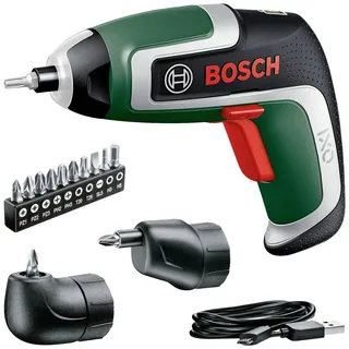 Bosch IXO 7 inkl. 1 x 2,0 Ah + Ladegerät + Transportkoffer + Winkelaufsatz + Exzenteraufsatz