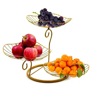 Obst-Etagere mit 3 Etagen - Platzsparende Obstschale für die Familie, stabil und wackelfrei, modern für Obst und Snacks