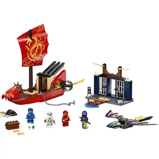 LEGO 71749 NINJAGO Flug mit dem Ninja-Flugsegler, Set mit Schiff und Figuren, darunter eine Drachen-Figur - Beige