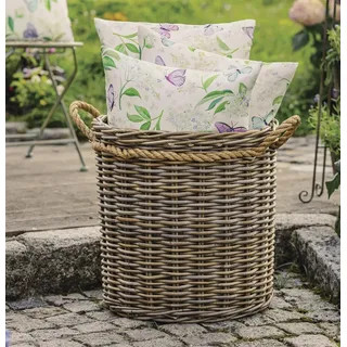 großer Rattankorb "Koboo Grey" 50 cm hoch, Rattan Aufbewahrungskorb, Wäschekorb, Spielzeugkorb, Übertopf - Grau