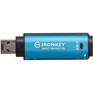 Kingston IronKey Vault Privacy 50 512 GB, USB-A), USB Stick, Blau