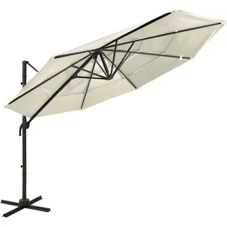 The Living Store Sonnenschirm mit Aluminium-Mast 4-lagig Sandfarben 3x3 m - Beige