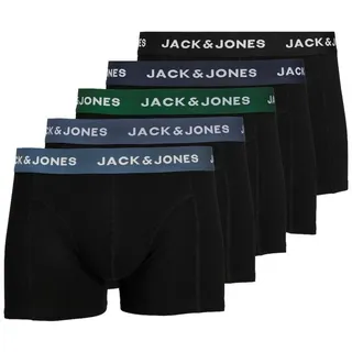 JACK & JONES Solid Boxershorts Black / Blue Waistband XL 5er Pack