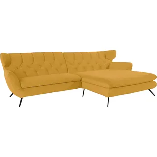 3C Candy Ecksofa »Beatrice Designsofa in moderner Retrooptik, bequem und extravagant« mit Rückensteppung im Rautenmuster, Ohrenbacken Optik, L-Form, gelb