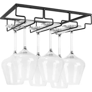 Metallene hängende Weinglas-Langhobel - 3 Reihen Hänger für 6-9 Weingläser - Familienrestaurant Hotel Bar Weinglas-Hänger - Schwarz