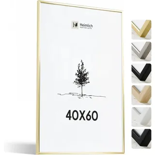 Heimlich® - Bilderrahmen - 40x60 cm, Aluminium, Gold - Mittlerer DIY-Collage-Rahmen mit Kunststofffolienabdeckung - Nur zur Wandmontage
