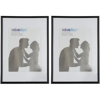 Relaxdays Bilderrahmen klassisch schwarz A4 2er Set
