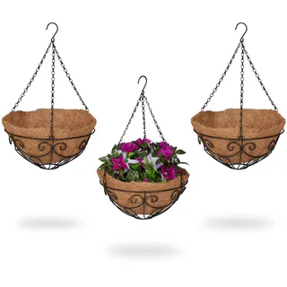 Relaxdays Blumenampel 31 x 48 cm Braun