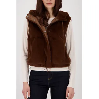 Fellimitatweste MONARI, Damen, Gr. 44, whisky, Plüsch, Obermaterial: 100% Polyester. Futter: 100% Polyester, unifarben, regular fit taillenbedeckt, Rundhals, Westen Fellimitatweste, Regular fit mit Kapuze