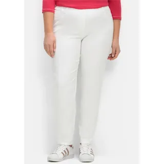 Schlupfhose SHEEGO, Damen, Gr. 48, Normalgrößen, weiß, 98% Baumwolle, 2% Elasthan, unifarben, Hosen Schlupfhose