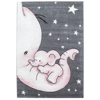 Ben'n'jen Kinderteppich , Grau, Rosa , Textil , Elefant , rechteckig , 140x200 cm , Oeko-Tex® Standard 100 , pflegeleicht , Teppiche und Böden, Teppiche, Kinderteppiche