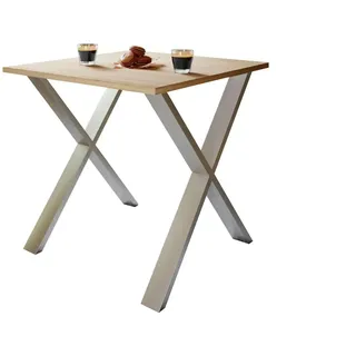 VCM my home Esstisch Xona sonoma-eiche rechteckig, U-Fuß silber, 80,0 x 50,0 x 76,0 cm