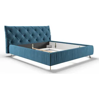KAWOLA Polsterbett Kopfteil niedrig Velvet petrol 140x200cm - Petrol