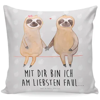 Mr. & Mrs. Panda Dekokissen Faultier Pärchen - Geschenk, Lieblingstier, Dekokissen Sofa, Faultierliebe, Faultier Deko, Sofakissen, Dekokissen 40x40,