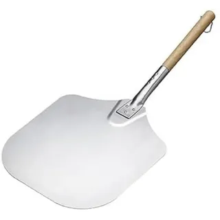 KitchenCraft Traditionelle italienische Pizzaschaufel als Pizzaschieber mit Holzgriff 63 x 30.5 cm - Pizzaheber in Silber und Beige - Metall