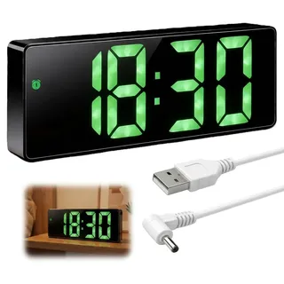 Digitaler Wecker LED mit Zahlen, Tischuhr Batteriebetrieben & Netzbetrieb
