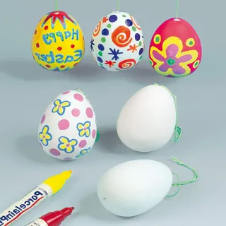 Baker Ross Ostereier aus Keramik zum Gestalten und Aufhängen für Kinder zum Basteln zu Ostern (4 Stück)