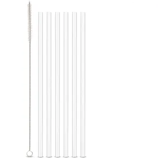 Weis 6er Set Trinkhalme aus Glas mit Reinigungsbürste, Wiederverwendbar, Bruchresistent, Maße: 24x0,8 cm, 10951