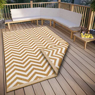 NORTHRUGS Teppich »Palma Wendeteppich« rechteckig 5 mm Höhe In-& Outdoor, Wetterfest, Balkon, Läufer, Wohnzimmer, Wasserfest, gelb